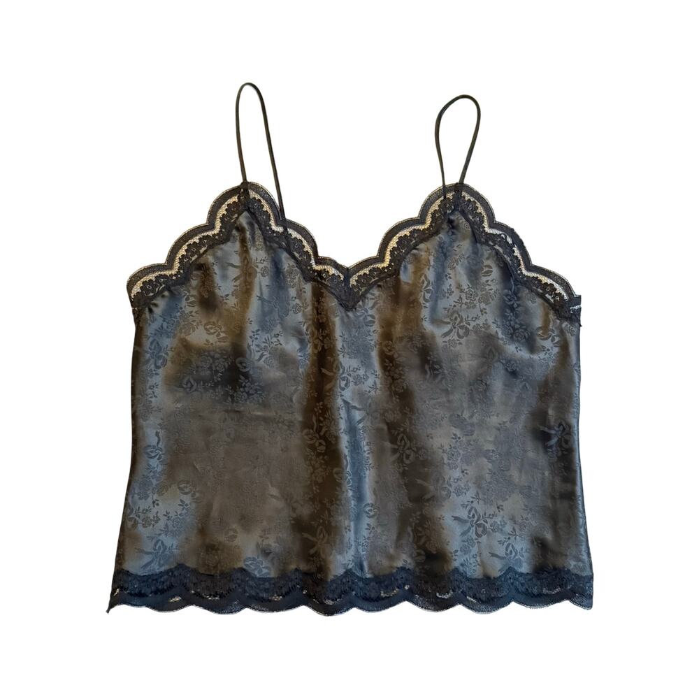 Vintage Christian Dior Black Lace Satin Cami Top Y2K Luxury Lingerie